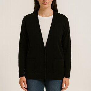 Hermes Cashmere Long Sleeve Cardigan Black Size 34